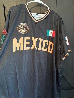 Mexico Short Sleeve Team Tee - Black with Gold Lettering